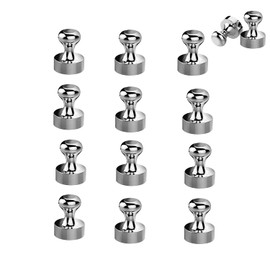 Neodymium Magnets, 12pcs N52 Pin Magnets Fridge Magnets Steel Magnetic Push Pins Strong Magnets, for Refrigerator White Board Pin Board Notice board School Home Office.