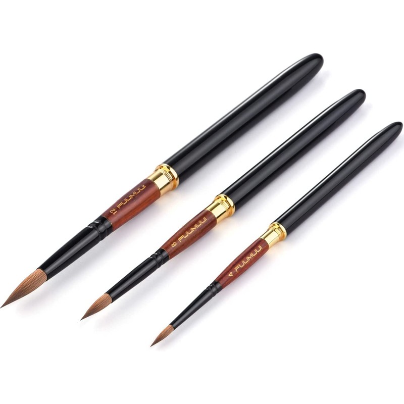 Fuumuui Kolinsky 3-Piece Round Travel Set Brush Set Professional Brush