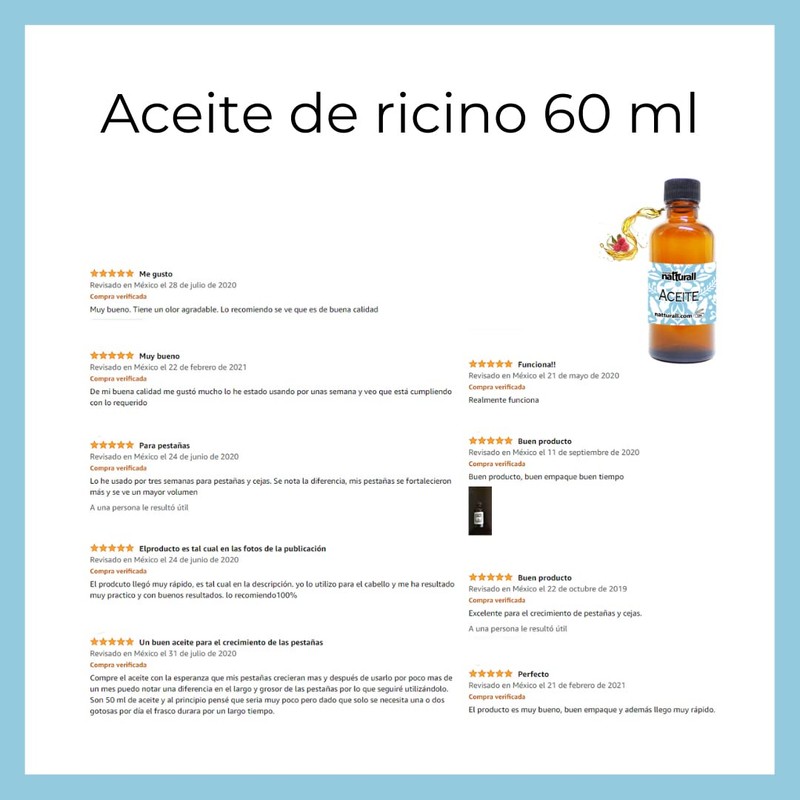 Aceite de Ricino Orgánico para Pestañas Cejas o Cabello Paquete