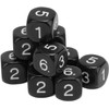 20Pcs Black 6 Sided Number Dice, Round Corner Polyhedral, Polyhedral