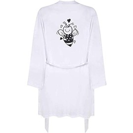 Azeeda Large 'Love Heart Bee' Adult Dressing Robe/Gown (RO00057319)