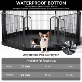 PJYuCien Dog Playpen Bottom Pad - Stabilize The Dog Play Pen, Easy to Clean and Waterproof, Fits Most 8 Panels 24 Inch Width Metal Dog Fence Octagonal Dog Playpen(Only PlayPen Bottom Pad, No Playpen