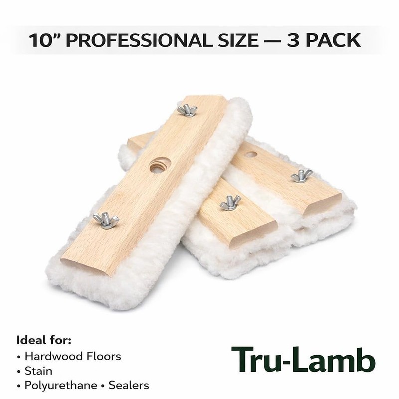Tru-Lamb 10" Lambskin Floor Applicators (3-Pack) – 100% Natural Lambswool