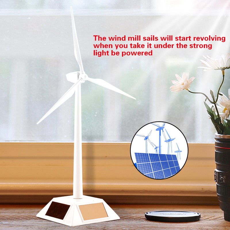 Solar Powered Wind Mill Model Desktop Decor Craft Kids Children