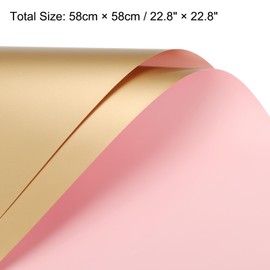 sourcing map 10 Pcs Double Sided Color Flower Wrapping Paper Light Pink+Gold 22.8"x22.8" Waterproof for Florist Bouquet Supplies, DIY Crafts, Gift Box Packaging