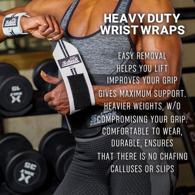 Schiek Wrist Wraps 12 & 24 Inch (1 Pair, White),