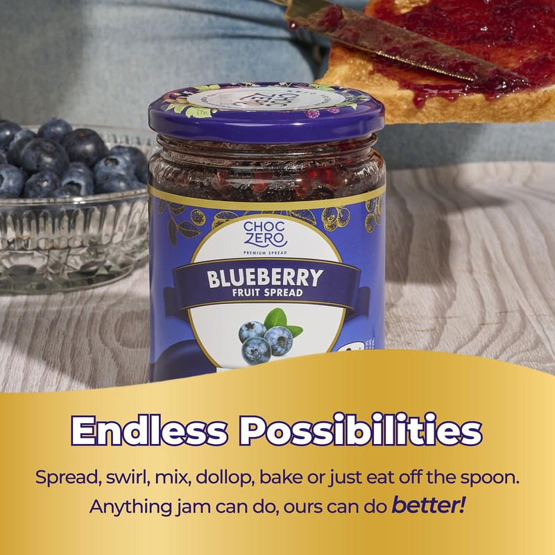 ChocZero Keto Blueberry Fruit Spread, No Added Sugar, Low Carb,
