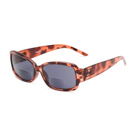 Rectangle Bifocal Reading Sunglasses in Pink Tortoise with Smoke Lenses by Readers.com | The Karissa | +1.50