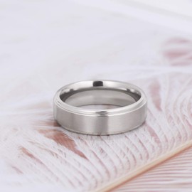 Zakk Men's / Women's Titanium Engagement Rings, Wedding Rings, Brushed Silver, 4 mm / 6 mm / 8 mm, Titanium, Silver 6 mm