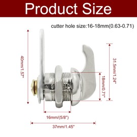 Unlorspy 3 Pcs 5/8 Inch Thumb Operated Cam Lock Chrome-Finish Zinc Alloy Thumb Operated Offset Cam Lock Latch Keyless Twist for RV Storage, Camper, Boat, Files Drawers