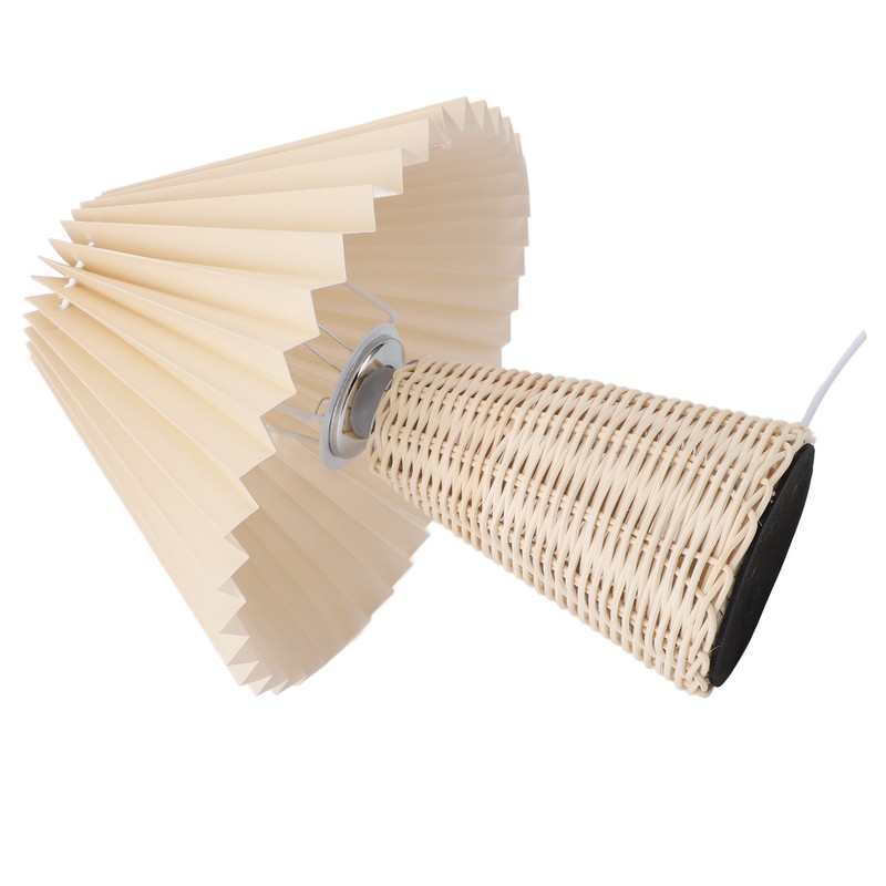 Pleated Table Lamp with Remote Control Modern Beige Fabric Shade