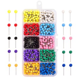 Youyiful Push Pin Map Pin Stainless Steel Colorful Push Pins 10 Colors 500 Pieces 0.1 x 0.6 inches (4 x 15 mm) Round Head with Storage Case
