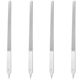 4 PCS 6 Inch Diamond Nails File for Natural Nails Diamond Dust Nail File Metal Stainless Steel Fingernail Files with Pointed Tip for Manicure, Pedicure
