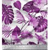 Soimoi Purple Moss Georgette Fabric Monstera Leaf & Floral Print