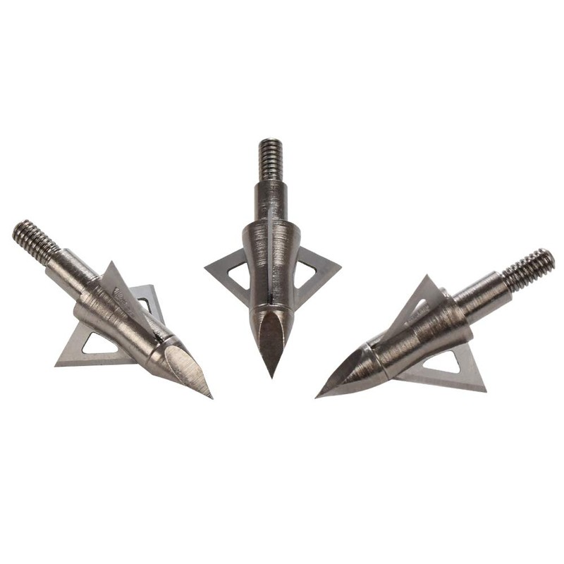 Bowhunting 100 Grain, 3 Blade Broadhead Steel Tips for Archery