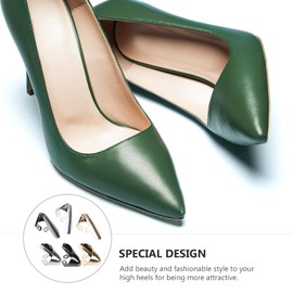 Healeved 12 Pcs Metal Crease Gaurds Shoe Protector Accessory Pointed Shoe Force Tip Accessories for Heel Decorations Heels Crease Tips Caps Toe Cover