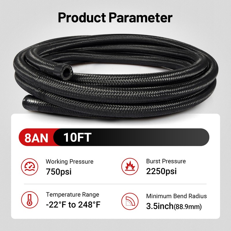 EVIL ENERGY 8AN Fuel Line Kit, 8AN Hose Nylon Braided