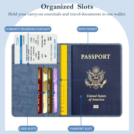 Fintie Passport Vaccination Certificate Protective Cover - Premium Faux Leather Passport Holder Travel Organiser with RFID Blocking for Credit Cards, ID, Travel Documents for Men and Women, X-vintage