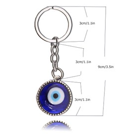 Key Chain, 2Pcs Evil Eye Keychain Key Ring Decor Alloy Coloured Glaze Amulet Fashionable Key Ring for Good Luck