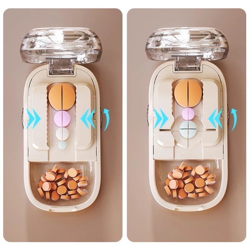 Portable Pill Cutter and Organizer for Travel – 1/2, 1/3,