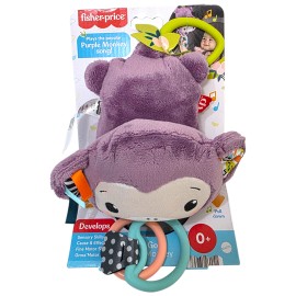 Fisher-Price Baby Stroller Toy Sing & Go Purple Monkey Musical Sensory Plush New