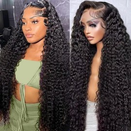 Real Hair Wig, Black Women, 13 x 4 (33x10 cm), Kinky Curly HD Lace Front Wig, Human Hair Wig, Women's Real Hair with Baby Hair, 180% Density, Natural Black Colour, for Black Women, 16 Inches