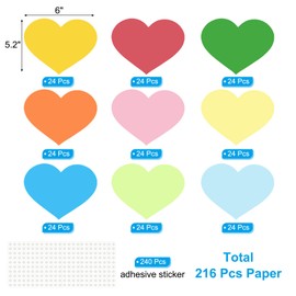 PATIKIL Heart Cutouts, 216 Pack Paper Hearts, Colorful Heart Cutout for Classroom Decoration DIY Craft Project, Assorted Color