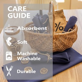 Home Brilliant Navy Blue Cloth Napkins Set of 12 100% Polyester Dinner Napkins with Hemmed Edges Washable Napkins Ideal for Parties Event Weddings and Dinners, 17x17 inch