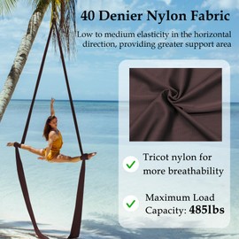 Luceinvita Aerial Silks Hammock Kit for Home and Outdoor, Nylon Tricot Flying Yoga Silk Swing for Gymnastics with Full Hardware