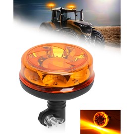 SUPAREE 12/24V Flashing Beacon Light LED Warning Flashing Beacon Light Rotating Flashing Beacon Amber E9 Homologated 6 Flashing Patterns 16W IP67 for Vans, Tractors, Recovery Vehicles, Forklifts