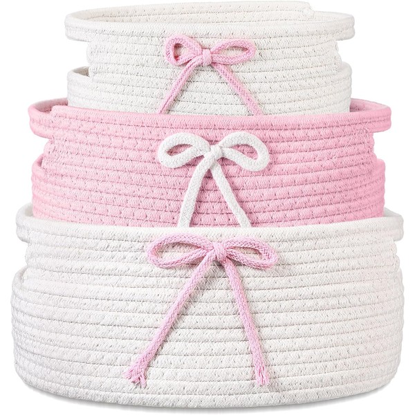 Breling 3-Piece Coquette Bow Laundry Hamper Set – Pink &
