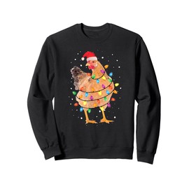 Chicken with Garland and Santa Hat - Farm Xmas Sweatshirt, black