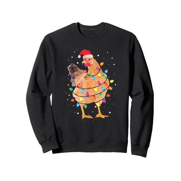 Chicken with Garland and Santa Hat - Farm Xmas Sweatshirt,