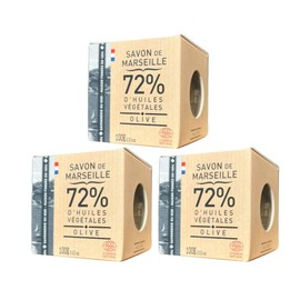 La Corvette Cube de Savon de Marseille Olive Soap 3.5 oz (100 g) x 3 Piece Set, Marseille Soap, Additive-Free, Solid