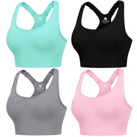 Evercute Adjustable Sports Bras for Women Racerback High Support Bras Set Padded Workout Bras Seamless Yoga Athletic Bras