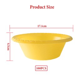 YYBD 100Pcs 13.5oz Yellow Plastic Bowls Disposable Serving Bowl Dessert Cups Ice Cream Bowl Snack Bowl Salad Bowl Soup Bowl Thicken Dinner Bowl for Picnic Christmas Thanksgiving Party Favor Dinnerware