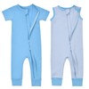 Aablexema 2PCS Baby Cotton Romper Zipper Short Sleeve & Sleeveless