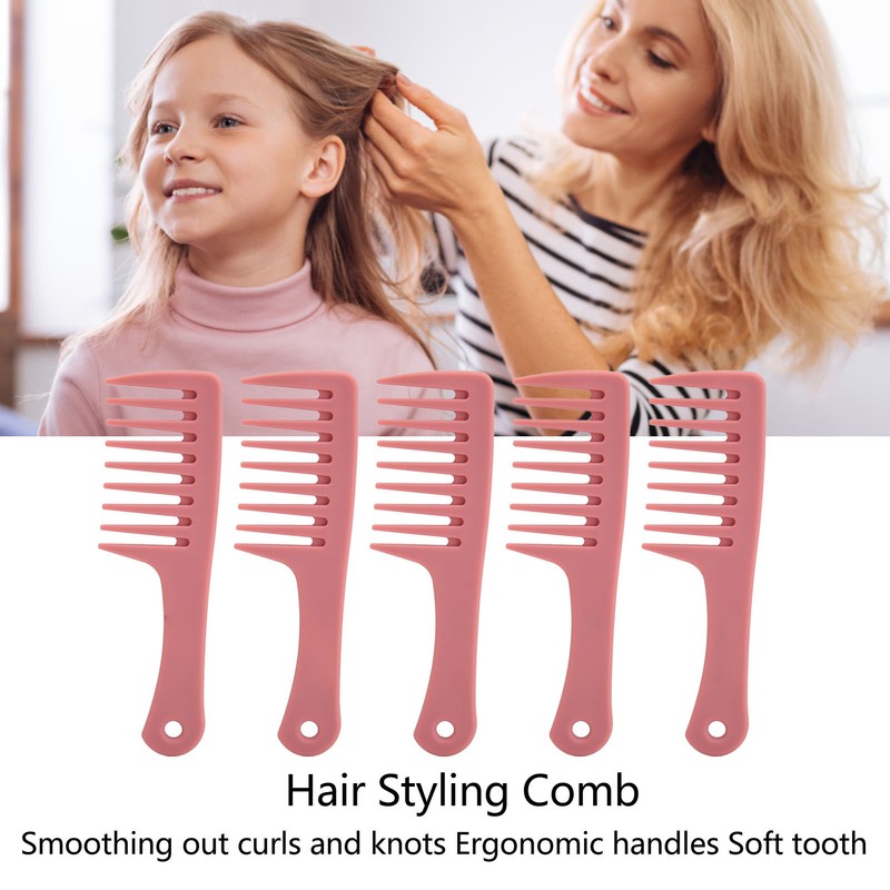 5Pcs Hairdressing Wide Tooth Comb Anti Static Ergonomic Handle Safe