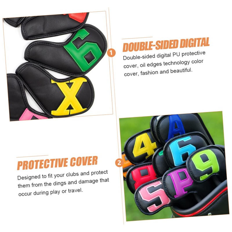 Mipcase 10pcs Golf Club Head Covers Durable PU Material Collision