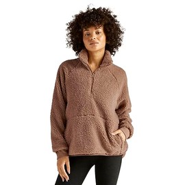 Beyond Yoga Take Flight Sherpa Pullover for Women - Polyester Fabric - Faux Fur Construction - Straight Hem Camel SM One Size