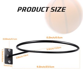 Threan 6 Pieces Basketball Holder Wall Mmount Universal Ball Storage Display Rack Metal Black Ball Holder Saver for Basketball Football Space Volleyball Soccer Storage Display