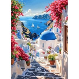 MAXBYE Diamond Painting Art Kits, 5D Greek City Diamond Art Complete Set DIY Gem Crafts for Adults Beginners, Round Diamond Pictures Crystal Cross Stitch Home Wall Decor 30 x 40 cm