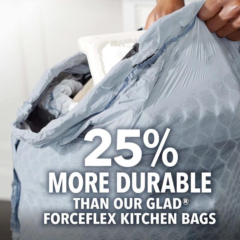Glad ForceFlex MaxStrength 13 Gallon Kitchen Trash Bags with Clorox