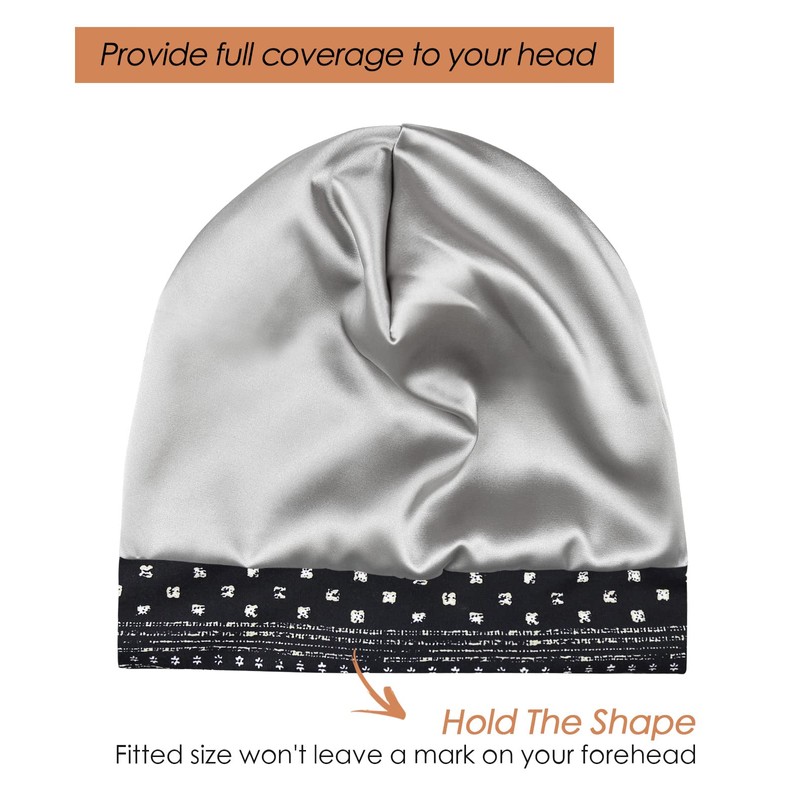 Adjustable Satin Lined Sleep Cap for Dreadlocks Curly Hair Large