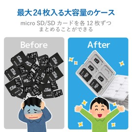 エレコム(ELECOM) メモリカードケース SD ケース プラスチック SD12枚 + microSD12枚収納 ホワイト CMC-SDCPP24WH
