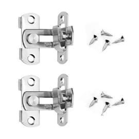 2Pcs Stainless Steel Right Door Bolt Lock Right Angle Buckle Safety Sliding 90 Degree Door Bolt Lock Screws Flip Door Sliding Latch for Doors