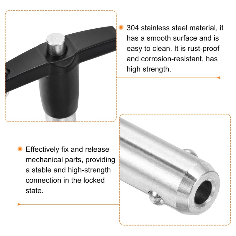 sourcing map 2Pcs T Handle Quick Release Pin, 1/2"x3-9/16" 304
