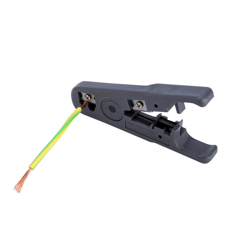 Multi-functional tool with round cable stripper, cable cutter, flat cable