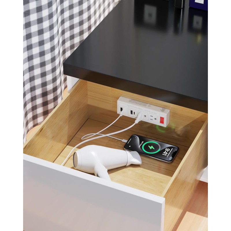 JACEPFY Drawer Outlet with USB-C 20W PD Fast Charging, Flush-Mount