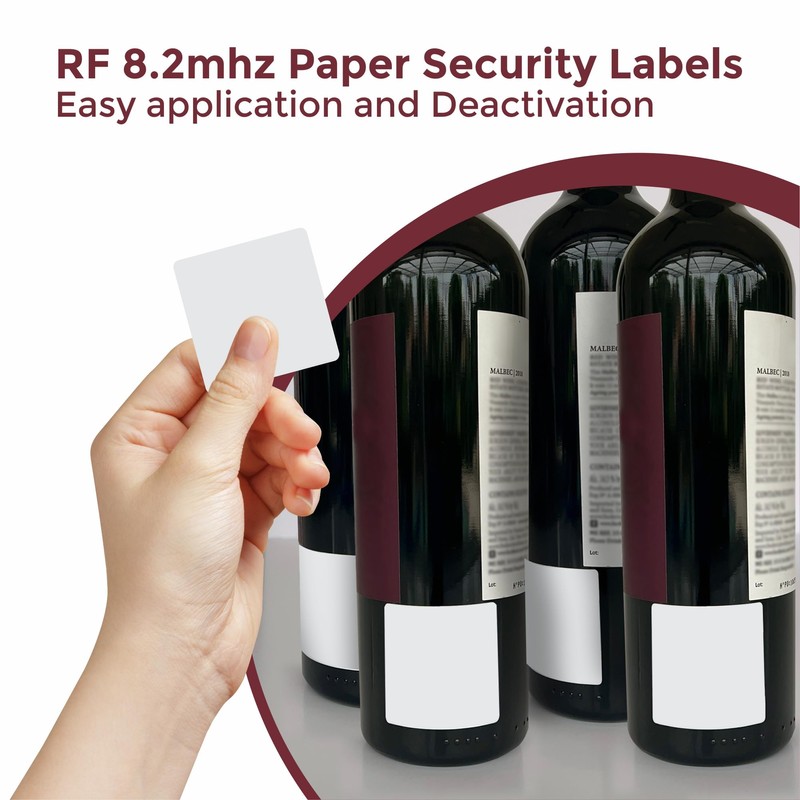 1000 Paper Security Labels 1.5 X 1.5 Inch RF 8.2Mhz